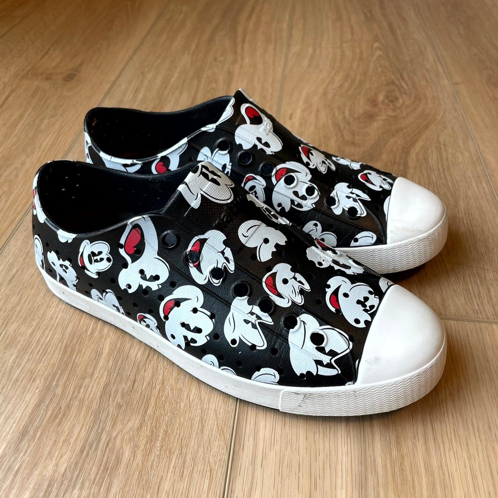 Native Jefferson Disney Mickey Mouse Black White Shoes Mens 6‎ Womens 8